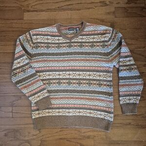 St. John's Bay Men's L Multicolor V-Neck Sweater Mens Looks Faded in Photo